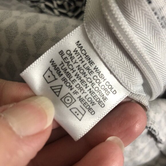 FOXCROFT Black White Print Chino Washable Stretch Side Zipper Pants Size 8 - Picture 7 of 10